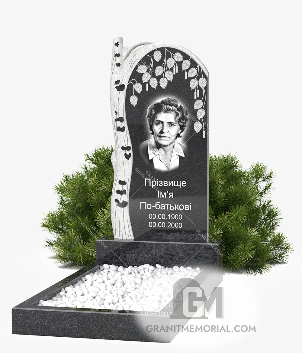 Памятник гранитный с березовым мотивом