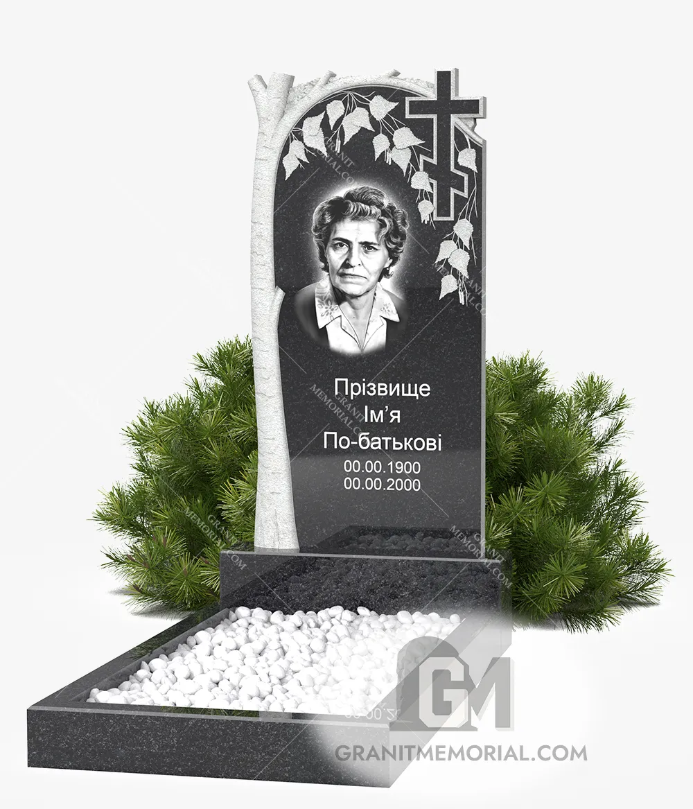 Памятник с березовым декором