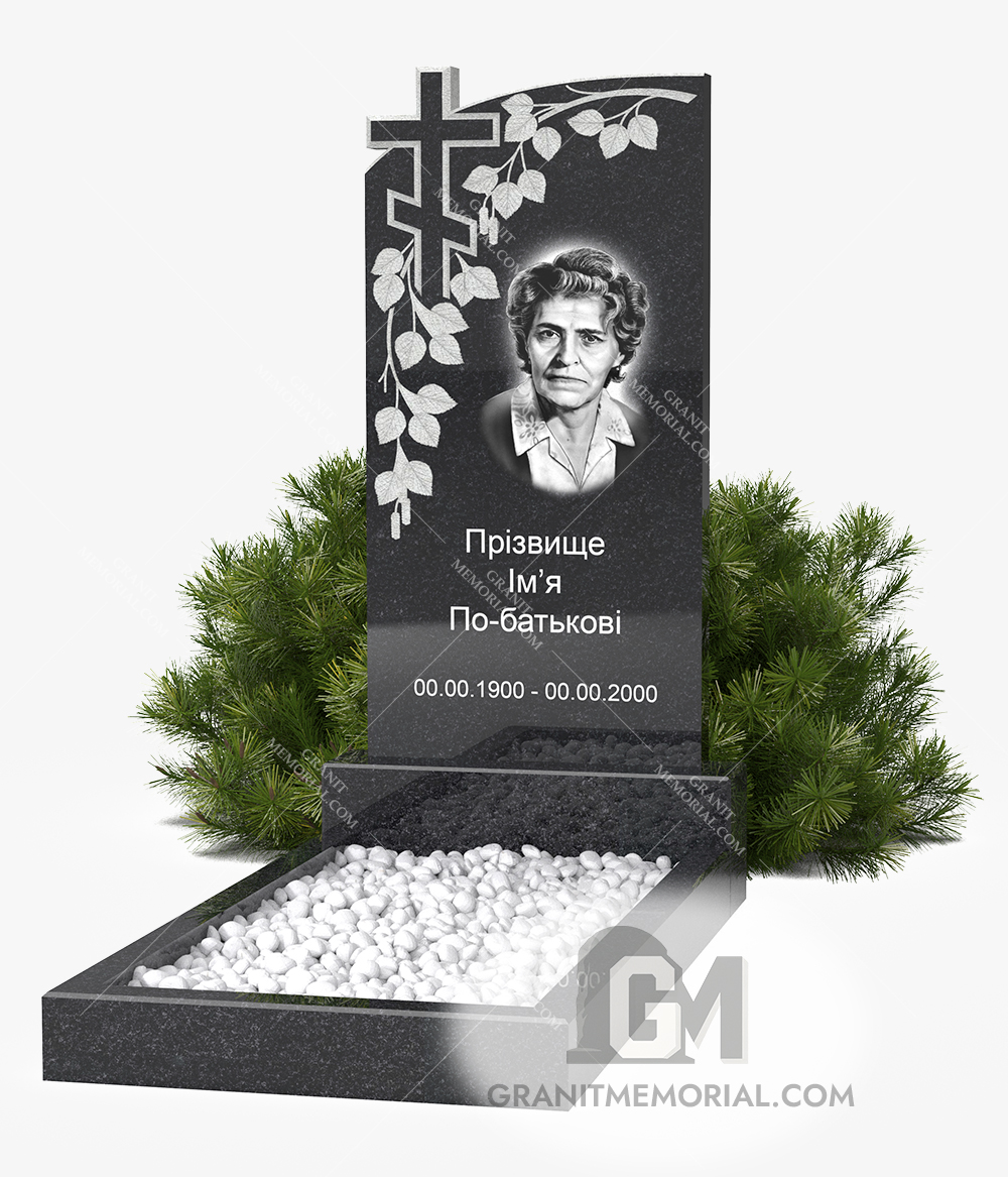 Памятник с резным крестом и ветвью