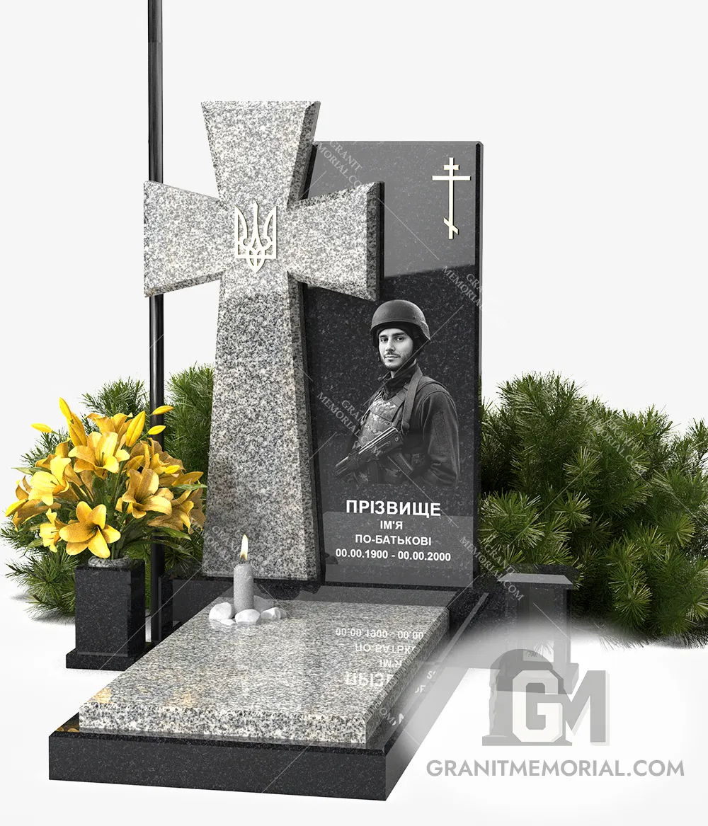 памятник военному из чёрного гранита