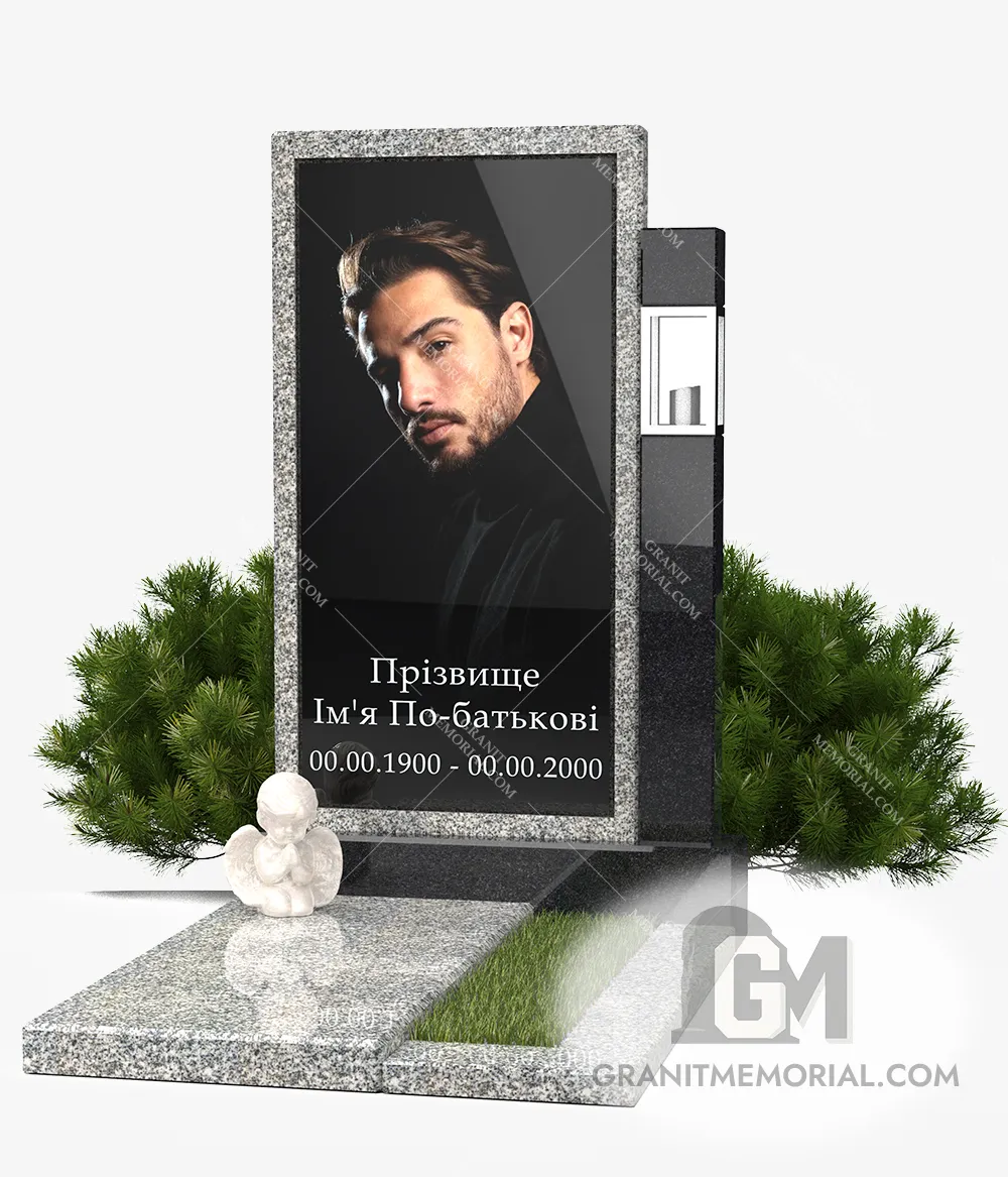 гранитный памятник с фотостеклом