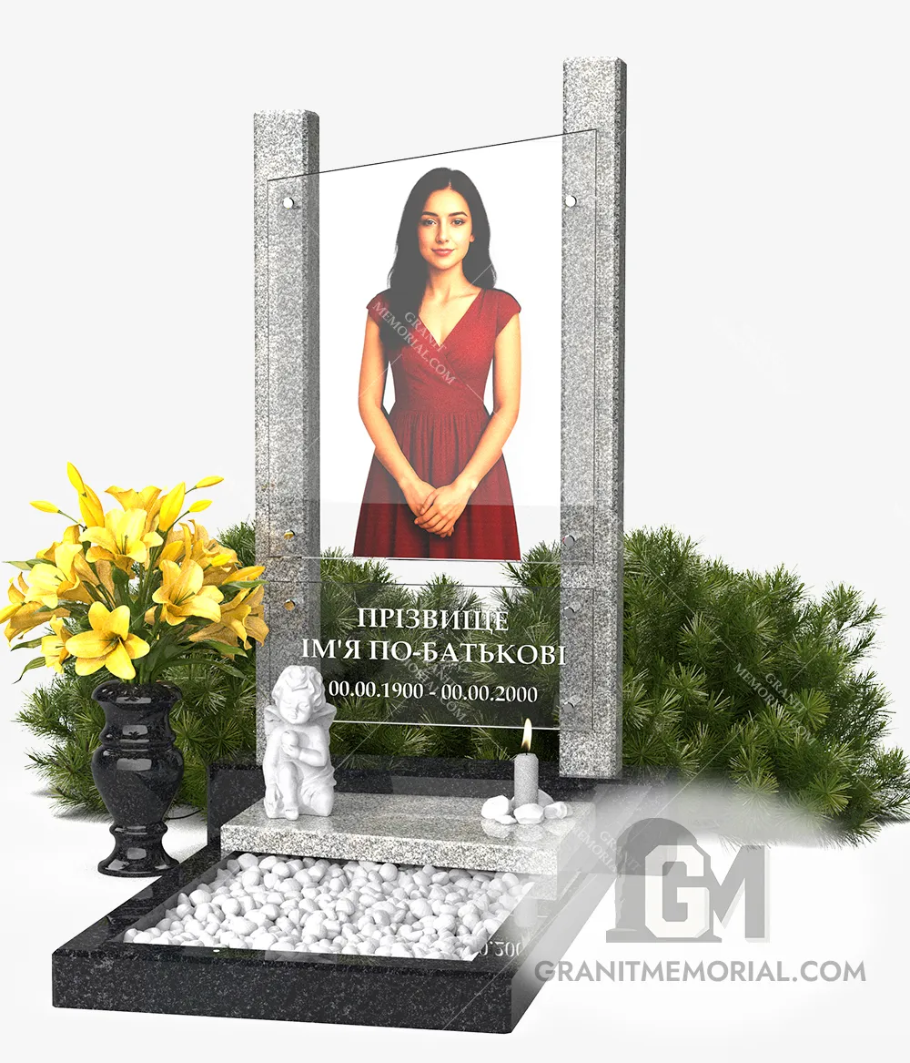 элитный памятник с фотостеклом