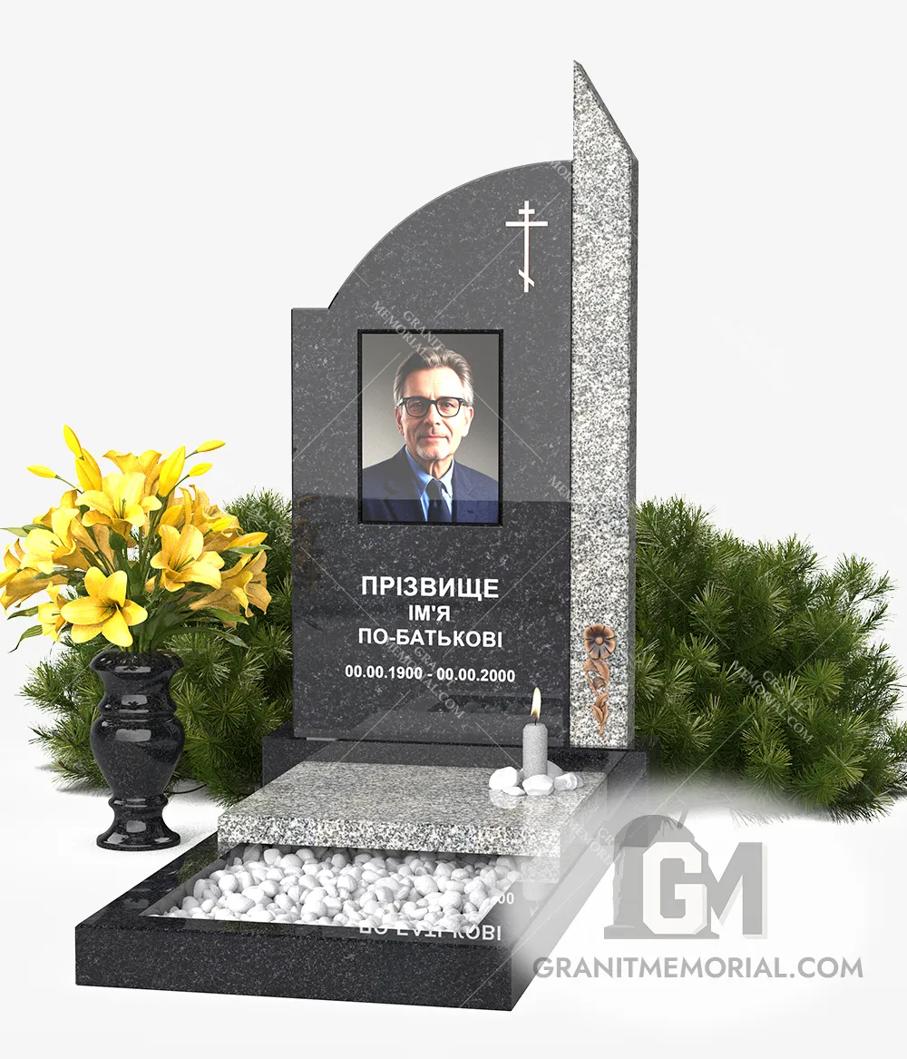 дизайнерский памятник с фотостеклом