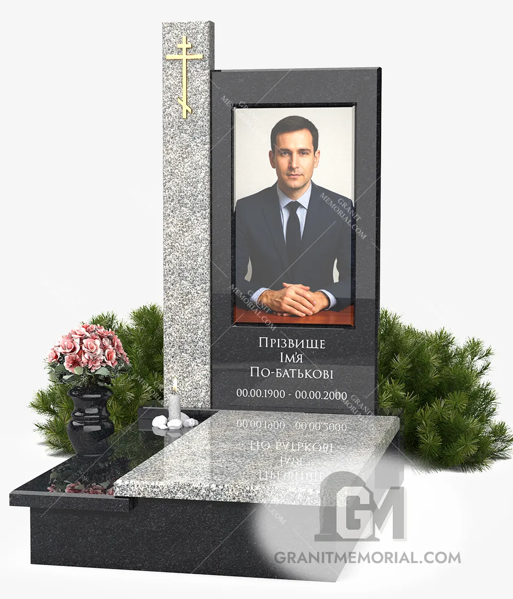 траурный памятник с фотостеклом