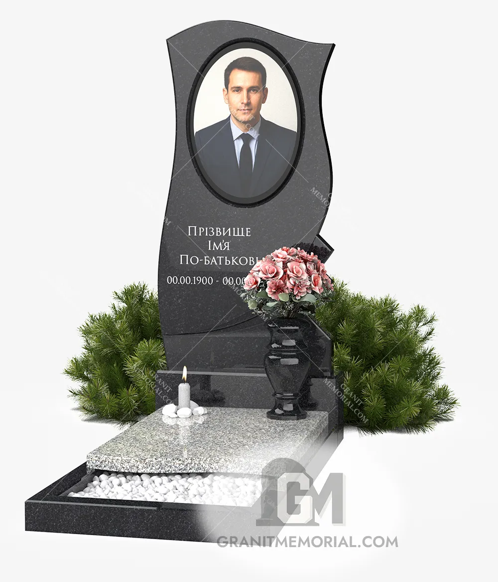мужской памятник с фотостеклом